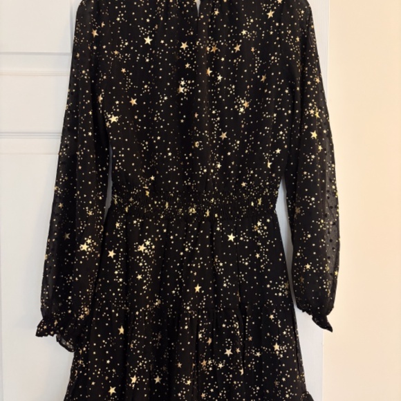 AQUA "Metallic Stripe Star Print Mini Dress" Small - Picture 2 of 5